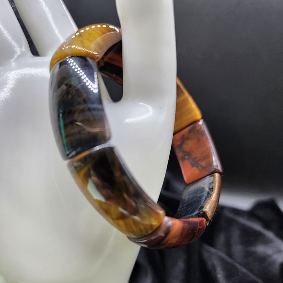 Tiger Eye Multi Color Stretch Bracelet - Picture 1 of 8